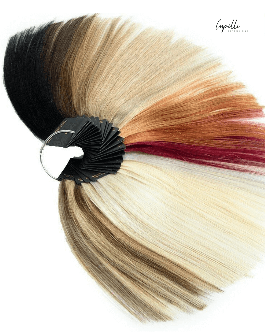 Kleurenring XL productfoto met alle haarkleuren van Capilli extensions