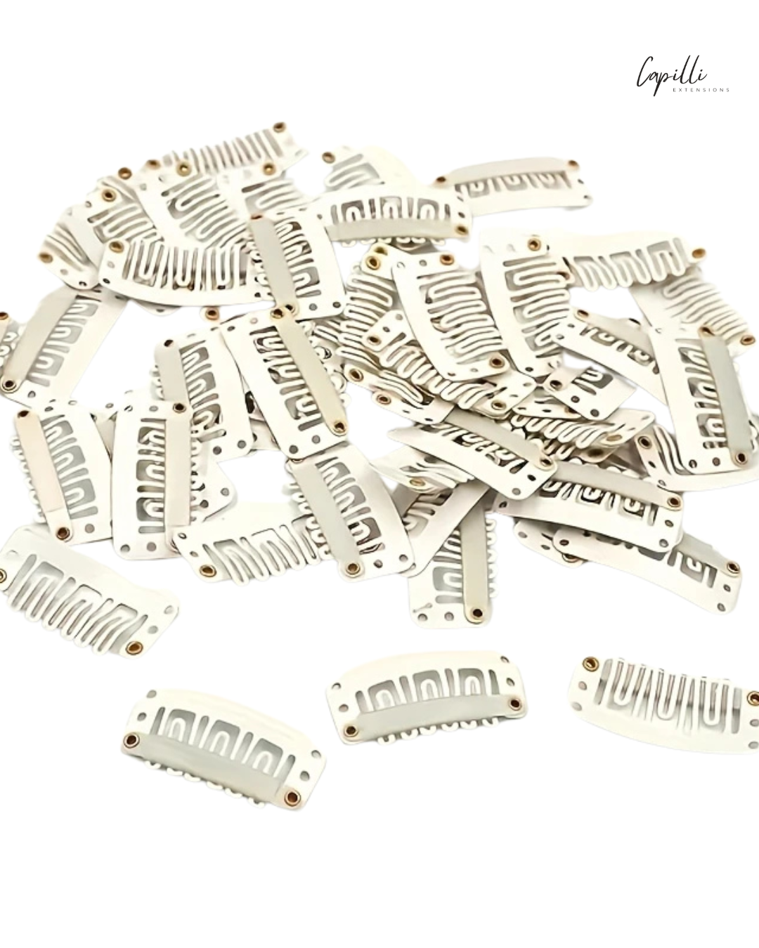 Set clipjes hair extensions in blonde kleur voor bevestiging