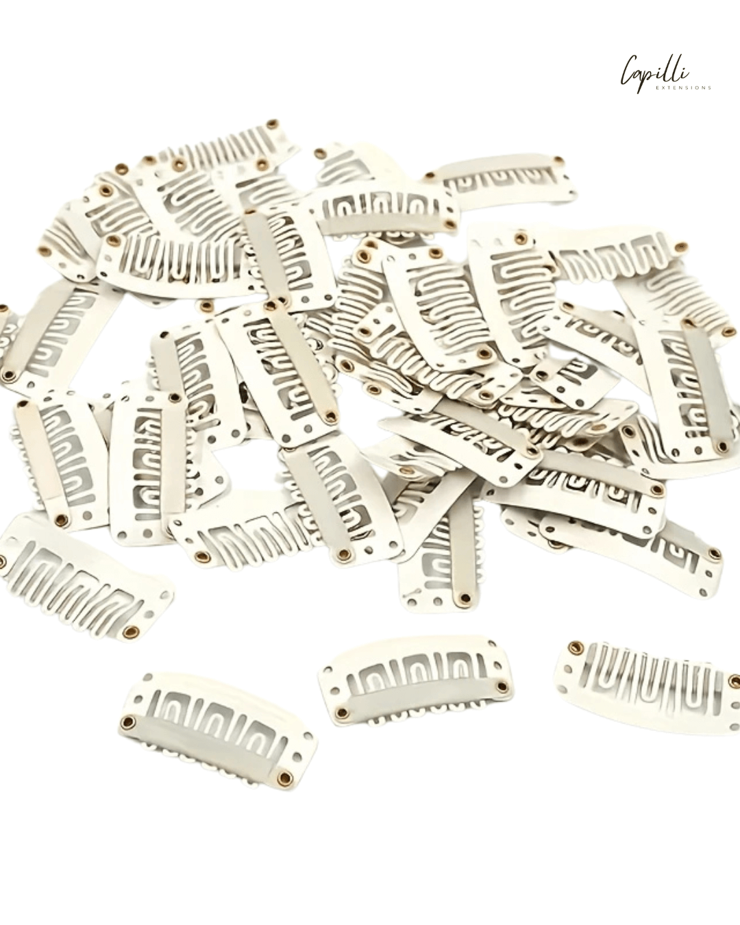 Set clipjes hair extensions in blonde kleur voor bevestiging