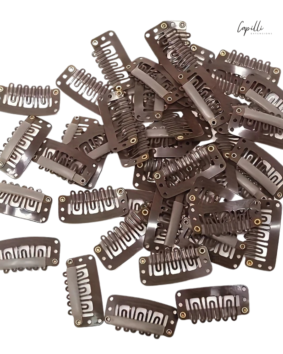 Bruine clipjes voor clip-in en wire hair extensions