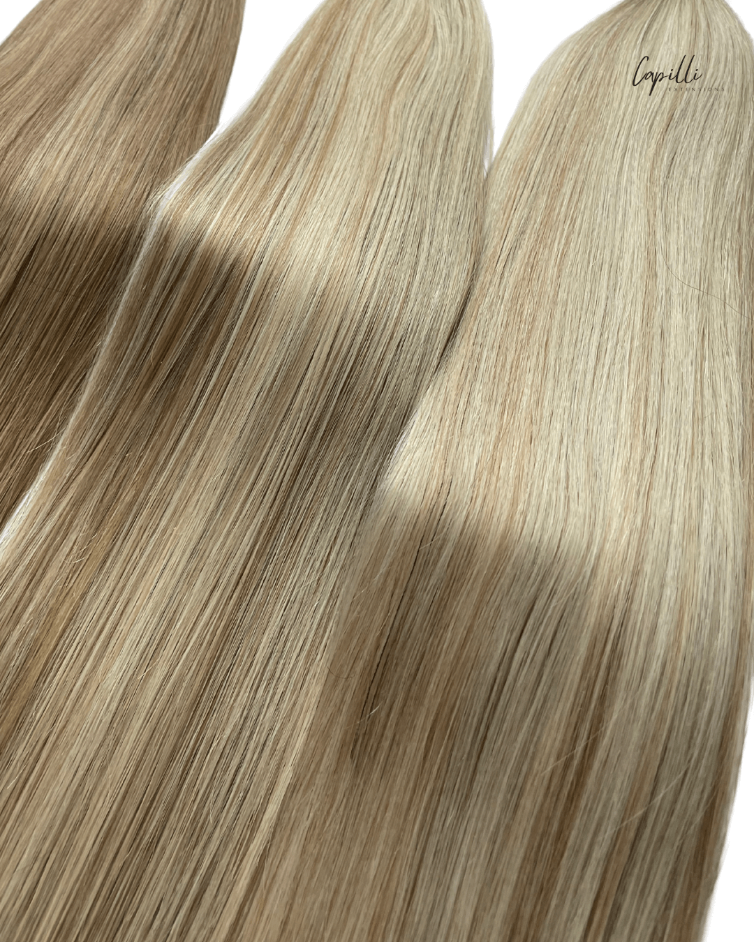 Close-up high & lowlight weave extensions van 100% human Remy haar