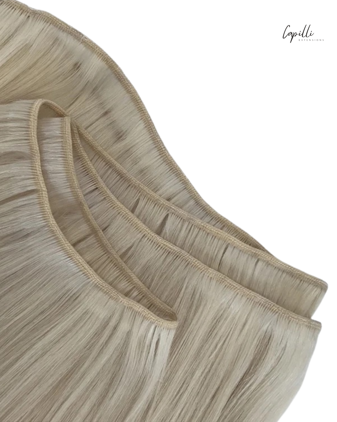 Close-up weave extensions double drawn in blond