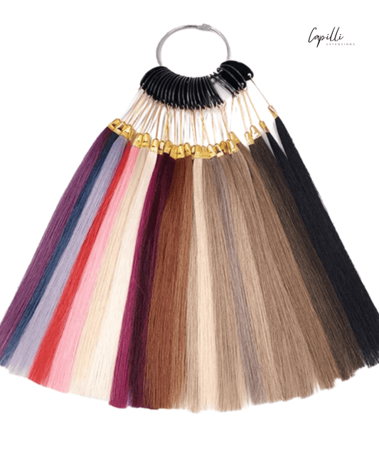Kleurenring mini hair extensions met compacte kleurstalen