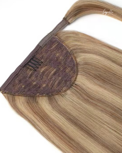 High/lowlight ponytail hair extension los afgebeeld in donker/licht tinten