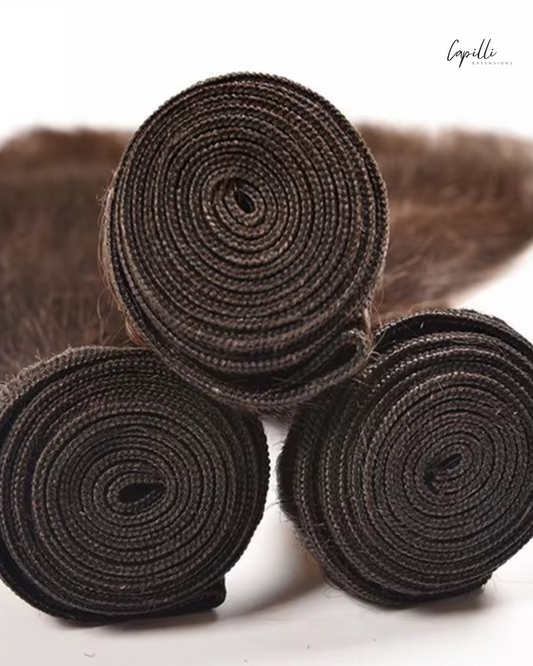 Weave extensions productfoto 100g human Remy haar in bruin