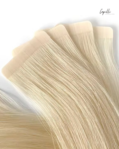 Tape extensions productfoto 100% human Remy hair in blond