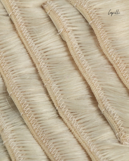 Close-up clip in extensions met stevige clips in blond