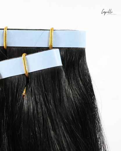 Close-up bevestiging skin tape extensions  aanzet