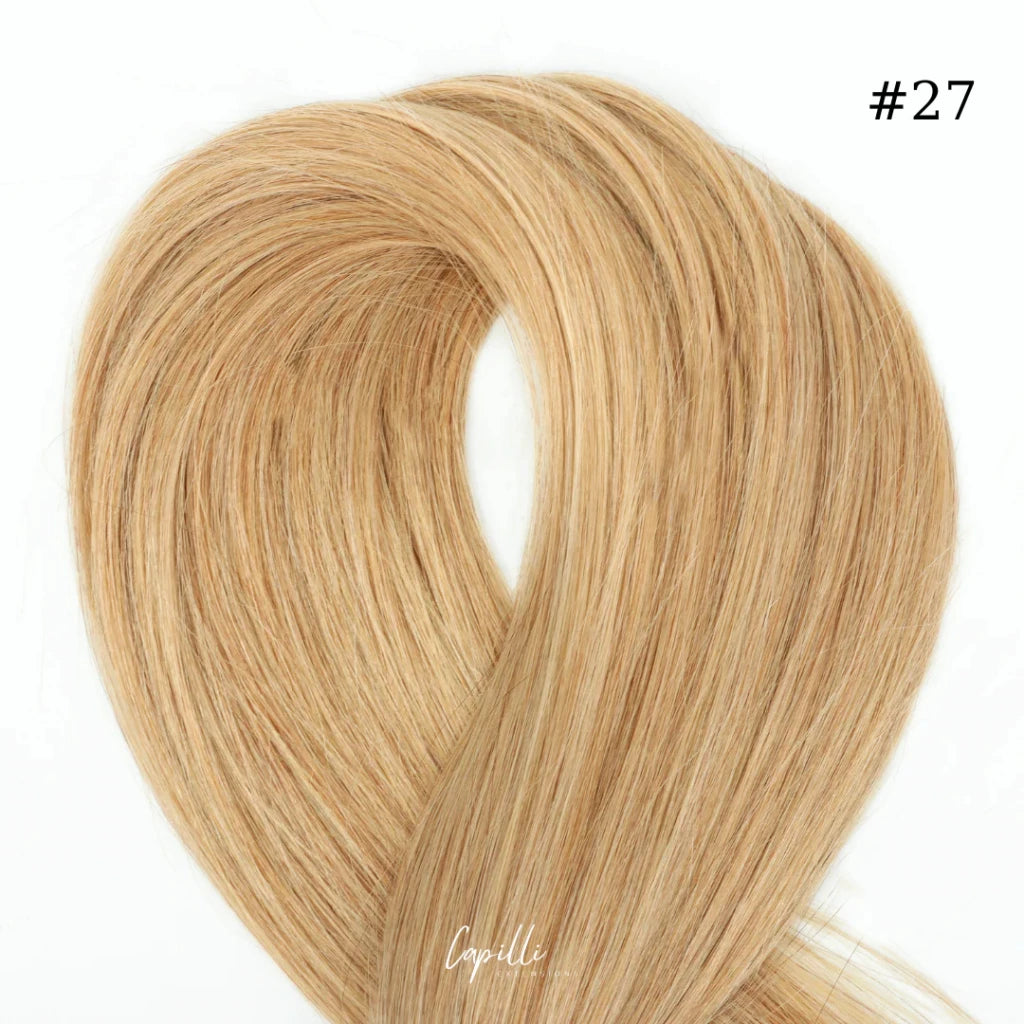 Ponytail extensions van 100% human remy haar, #27 lichtblond, beschikbaar van 100g tot 250g, inclusief gratis kleuradvies.