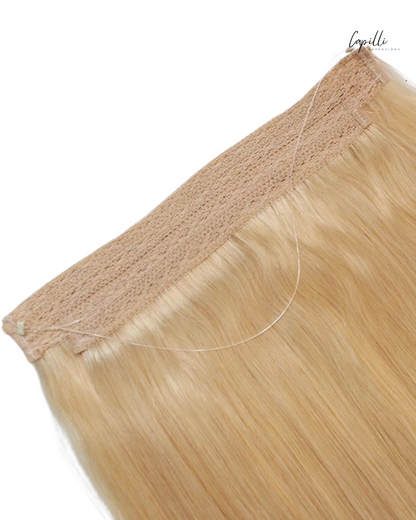 Wire extensions los afgebeeld in blond steil haar